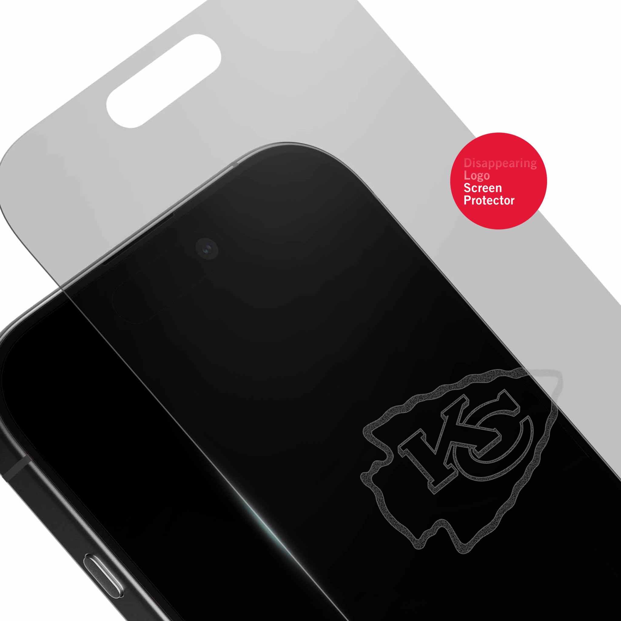 Screen Skinz - Pellicola protettiva NFL Kansas City Chiefs per iPhone 14 Pro Max, in vetro temperato con licenza ufficiale, design personalizzato con logo a scomparsa, compatibile con custodie,