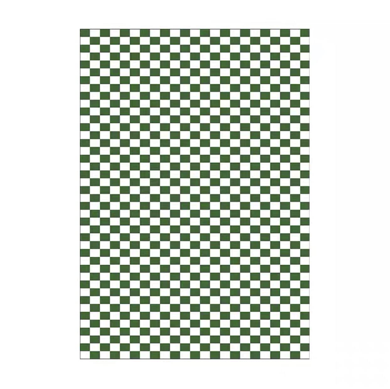 Ruby Lil Tapis Vintage Moelleux Doux De Damier, Bleu Et Blanc, Décor À La Maison Coloré, Vert, 140x200cm