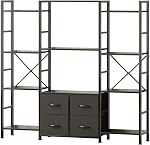 VERMESS Industrial Bookshelf, 5-Tier 24inch Shelving Unit Wood Bookcase with Open Shelves, Standing Bookshelves Metal Frame Display Rack for Living Room,Bedroom, 24.8 * 11.8 * 63 inch,Rustic Brown
