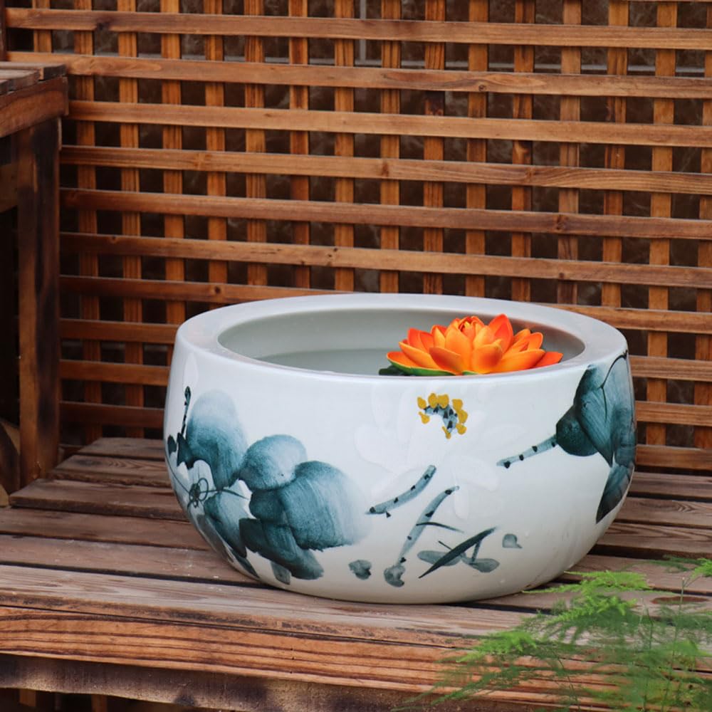 DFGHNBVC Ceramic Planter Pot For Indoor Plants Without Drainage Hole Chinoiserie Jingdezhen Flower Planter Handmade Plant Pot Garden Planter Succulent Plant Pot Utensil Holder,Green-9.45