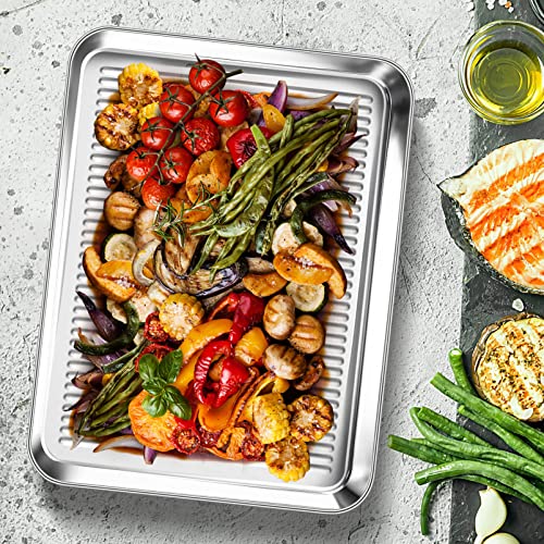 Teamfar Baking Sheet And Cooling Rack Set, 16 X 12 X 1 Inch Stainless Steel Baking Pan Cookie Sheet With Grid Rack For Kitchen Cooking Roasting, Healthy & Non-Toxic, Dishwasher Safe (2 Pans+2 Racks) #TOP6