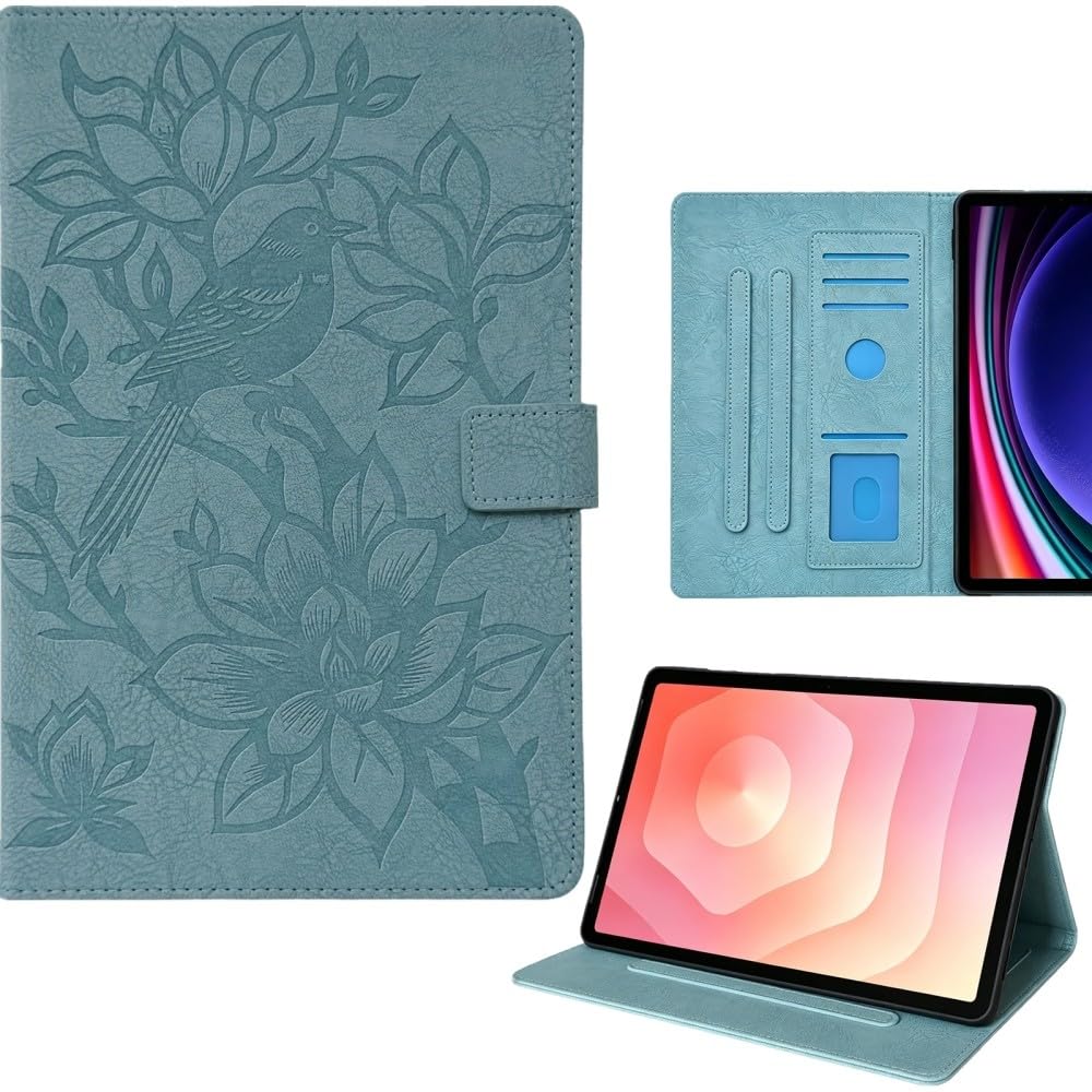 etui kompatybilne z Samsung Galaxy Tab A9 8,7 SM-X110 X115 X117 (kolor: jasnoniebieski) odporne na wstrząsy etui z klapką ze skóry silikonowej