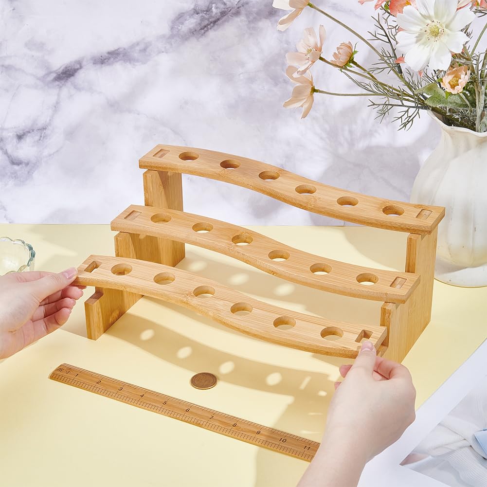 BENECREAT Supporto Porta Cono Gelato, Espositore per Alimenti Da 33x18.7x14.5cm per Eventi di Catering, Espositore A Cono In Legno Naturale con Struttura Robusta per Feste e Buffet