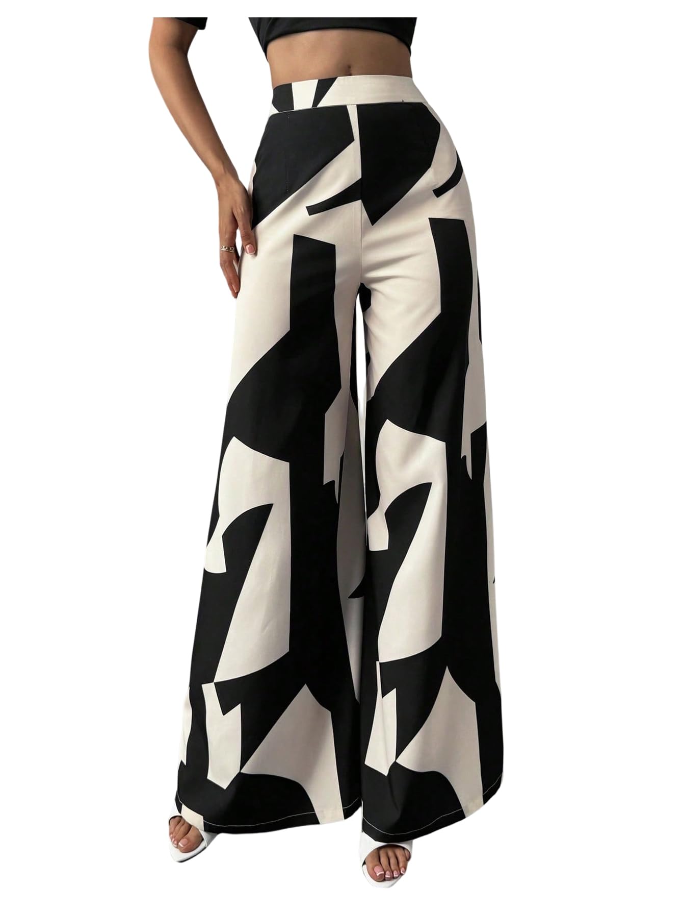 SweatyRocks Womens Wide Leg Palazzo Pants Dressy Casual High Waisted Long Trousers