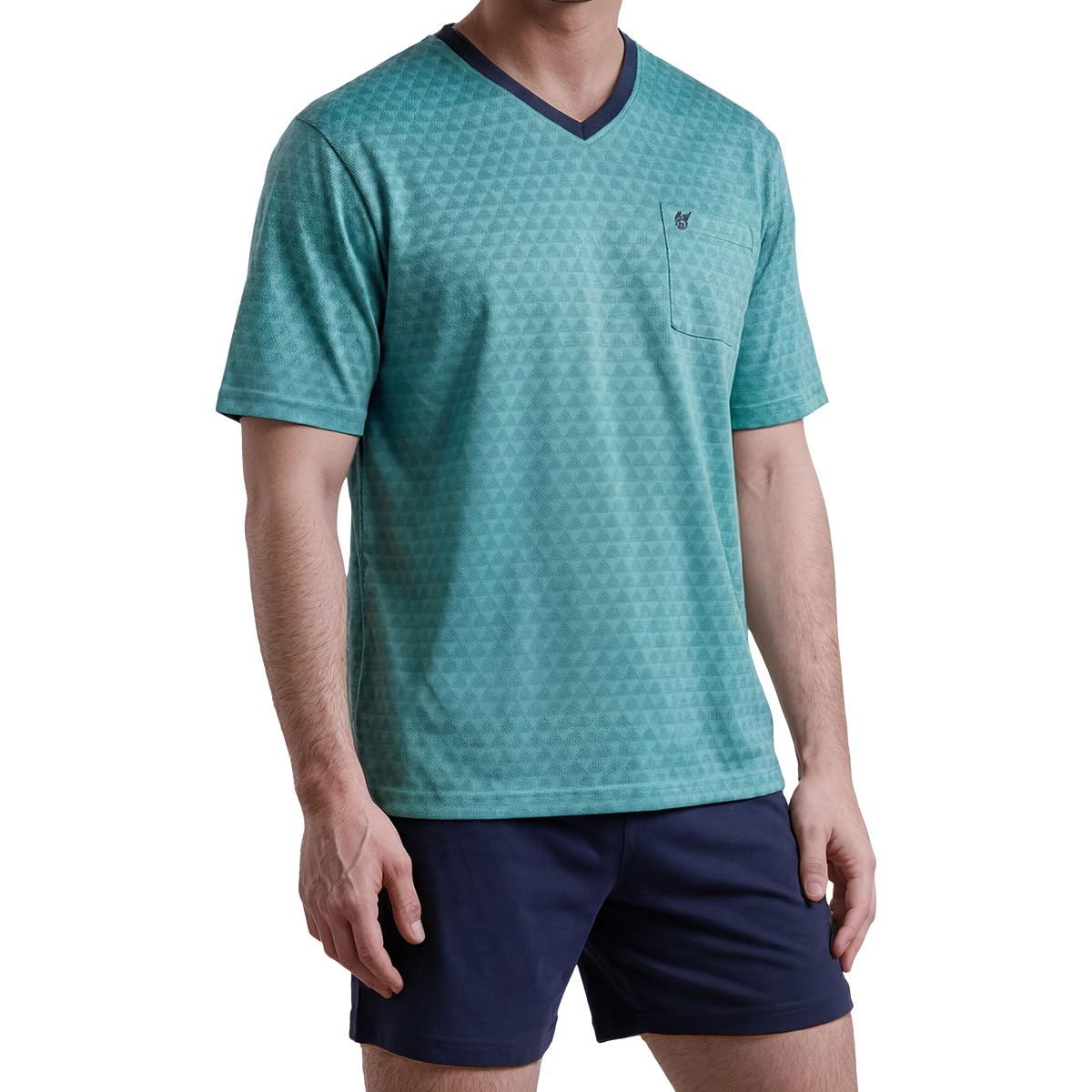 hajo Klima Light Herren Schlafanzug Set – Kurzarm T-Shirt & Kurze Hose mit elastischem Bund – Bequemes Basic aus 60% Baumwolle, 40% Polyester – Atmungsaktiv & pflegeleicht für erholsame Nächte