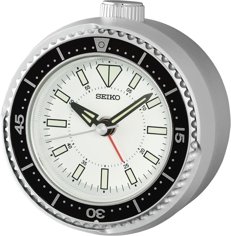 Elegant Table Top Round White Dial Plastic Analog Beep Alarm Clock with Sweep Movement (Size: 10.4 x 5.5 x 9.7 CM | Weight: 130 grm | Color: Silver)