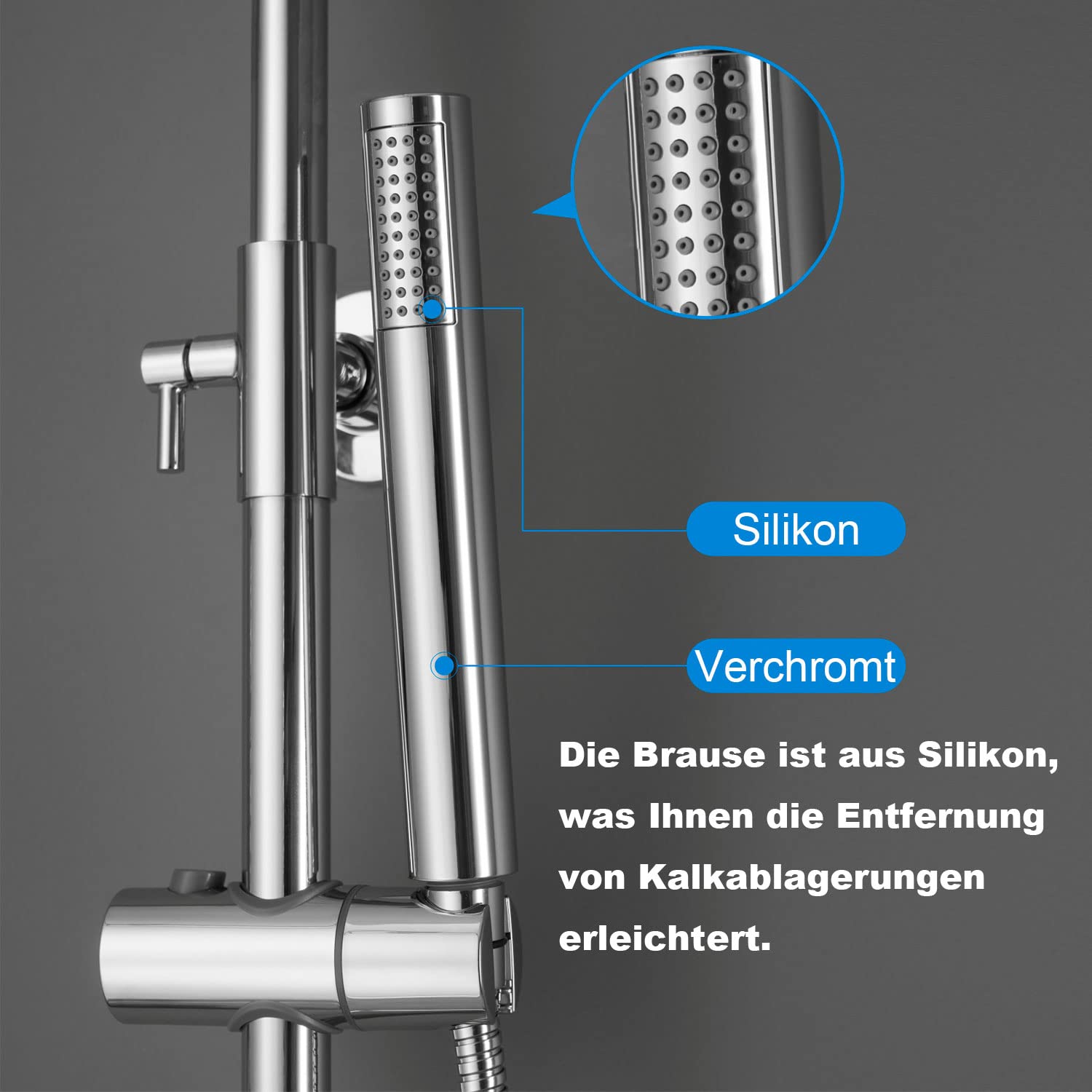 YOOZENA Thermostat-Duscharmatur Set In Chrom – Mit Wandbefestigung, Für Dusche & Bad
