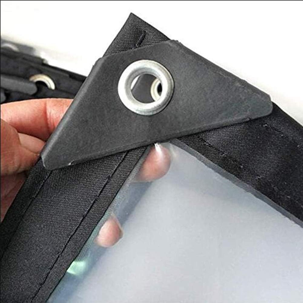 OKUOKA Glass Clear Tarpaulin Waterproof Heavy Duty Rainproof Shed Moisturizing Metal Ring Eyelet with Rope Greenhouse Outdoor Equipment, 24 Sizes (Color : Clear, Size : 5x10m)