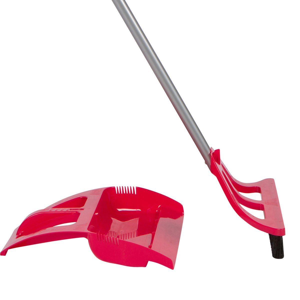 WISPsystem, the Revolutionary 90 Degree Angle Broom with Bristle Seal Technology, Ergonomic Dustpan and Telescoping Handle (Red)