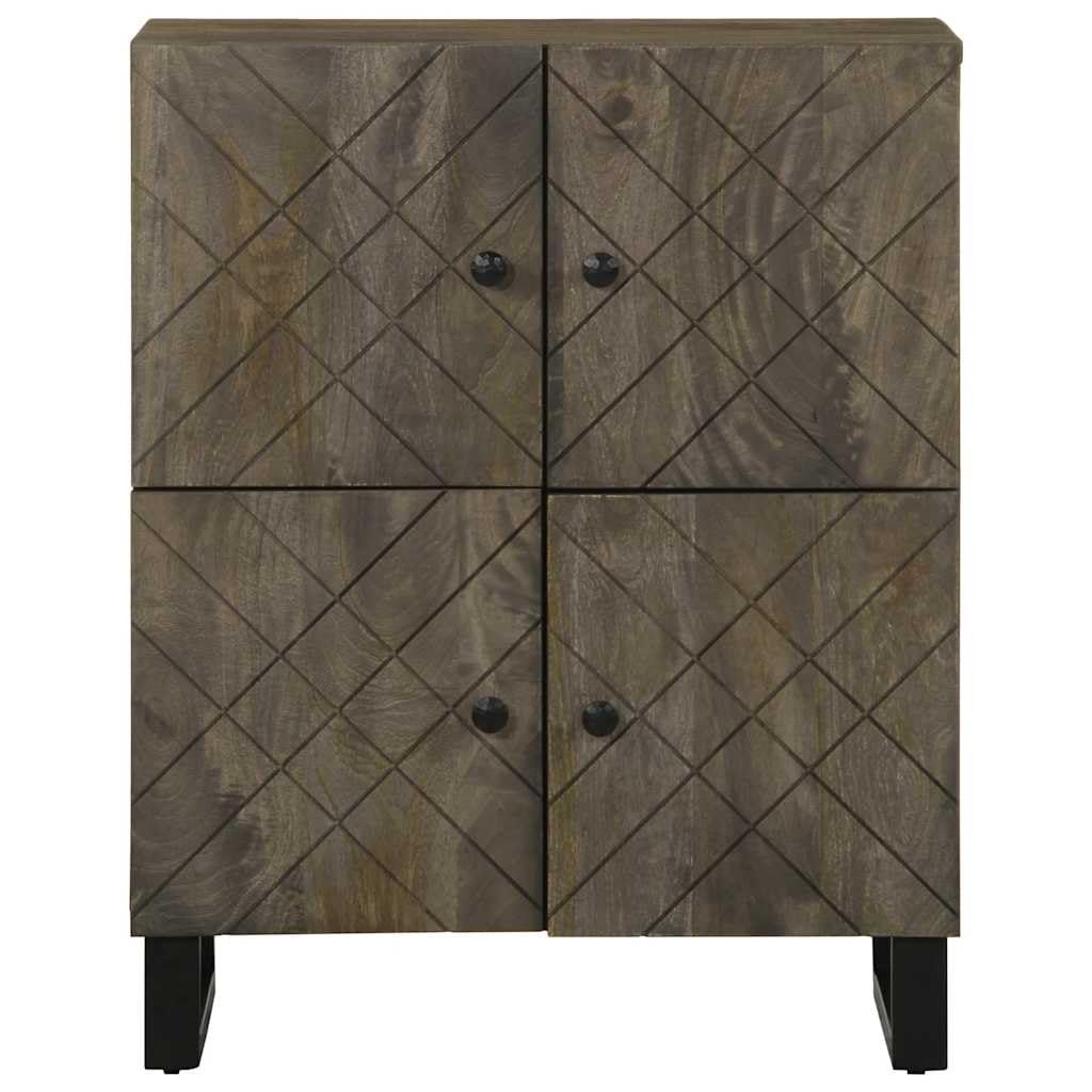 Mangloder Sideboard Schwarz aus Massivholz Mango 60x33x75 cm, TV Board Lowboard mit Metallbeinen, Stauraum für Wohnzimmer, Heimkino, Gaming, Kommode für Fernseher und Receiver