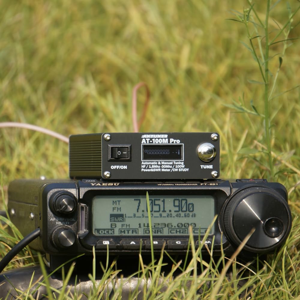 Sintonizzatore per antenna AT100M Pro 1,8 Mhz-30 MHz Dispositivo di sintonizzazione manuale auatico Misuratore di potenza e Onde stazionarie da 100 W Misuratore di potenza multnzionale per