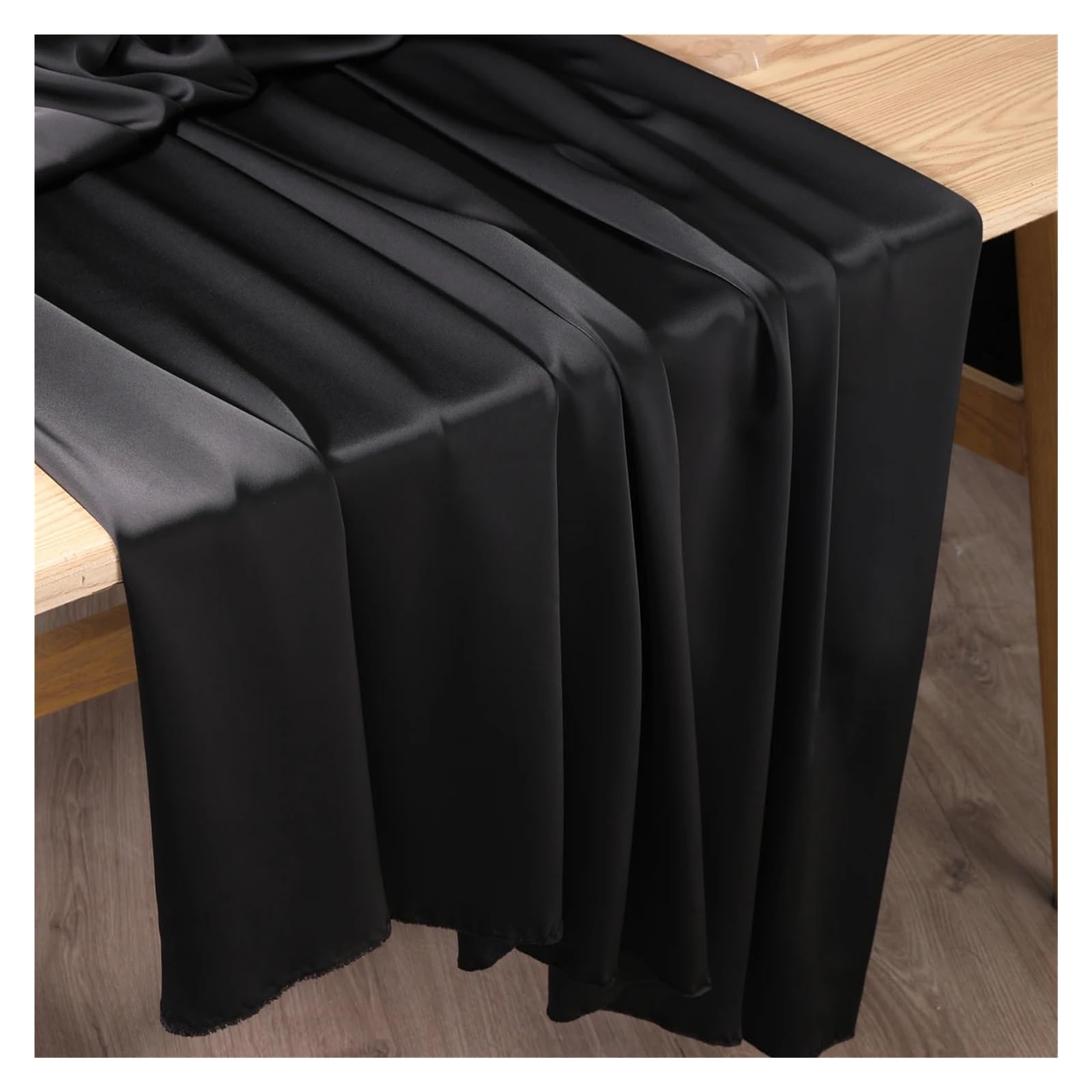 Satin Fabric Double Faced Acetate Satin Fabric Luxury Silk Like Bridal Wedding Dress Cheongsam Evening Gown for Craft(Black)
