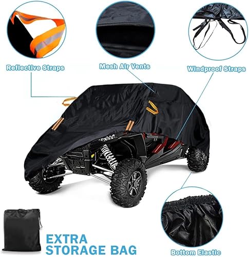 Miniatura 4 de Funda para UTV impermeable, resistente de 4 a 6 plazas, cubierta de tela Oxford negra, accesorios para UTV para Polaris RZR, funda Yamaha Kawasaki