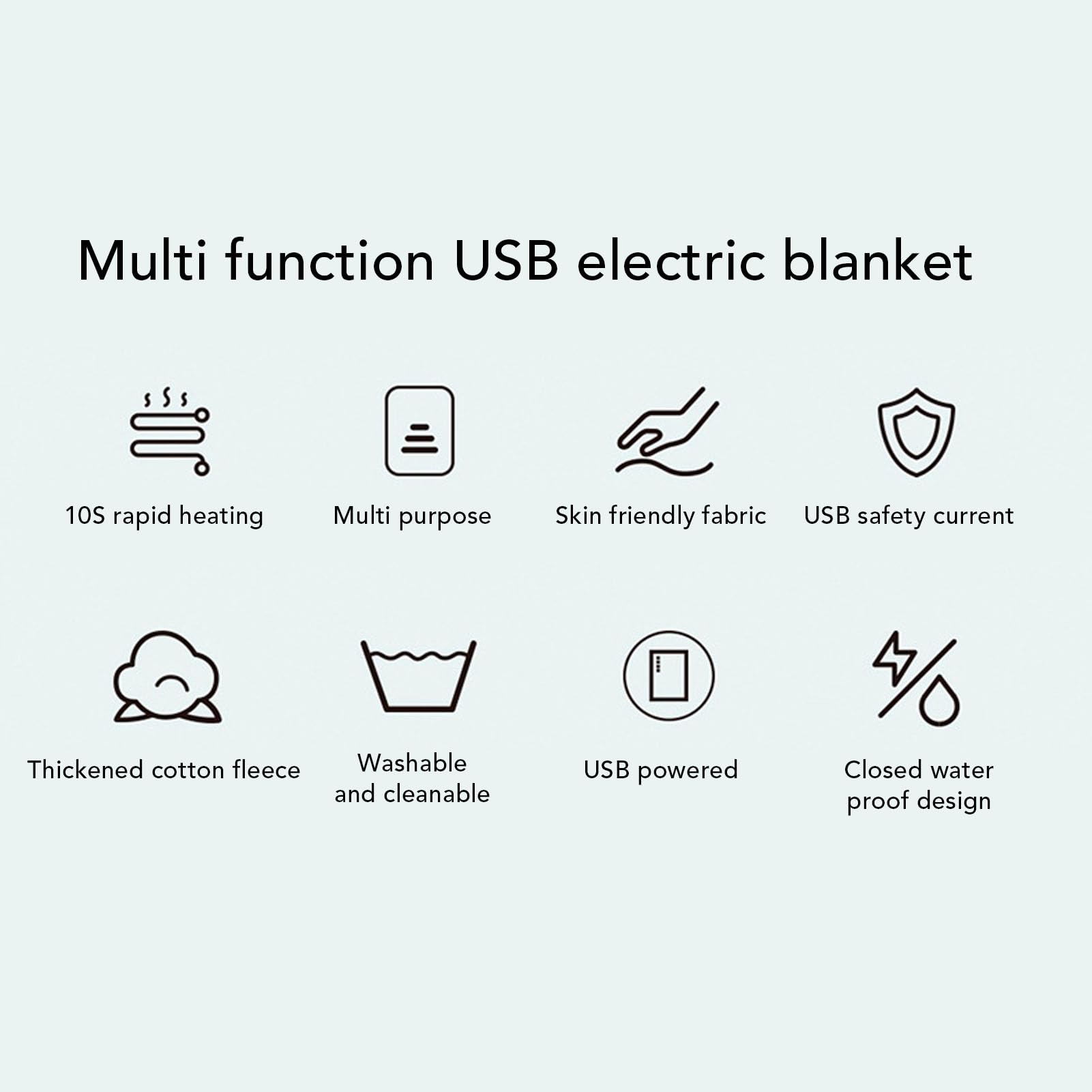 Heated Throw Blanket, USB Powered Multifunctional Fast Heating Electric Blanket with Hand Pocket, Shoulder Wrap, and Seat Cushion, for Office and Home Use