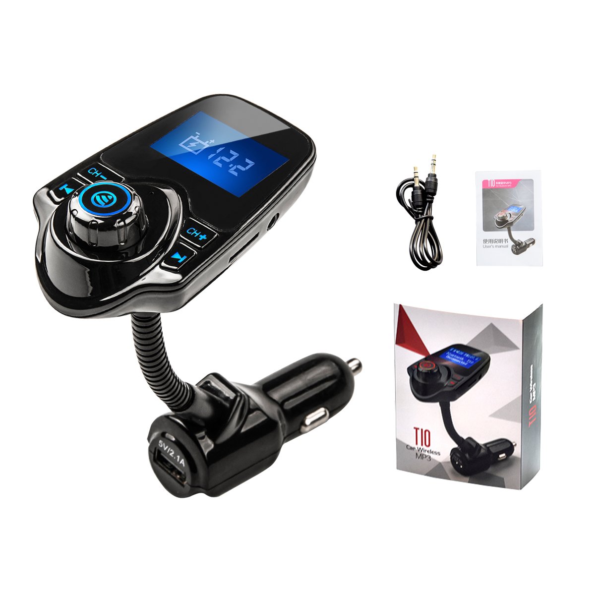 Lettore musicale MP3 vivavoce senza fili per auto Bluetooth Il ricevitore FM supporta la scheda TF e la ricarica USB