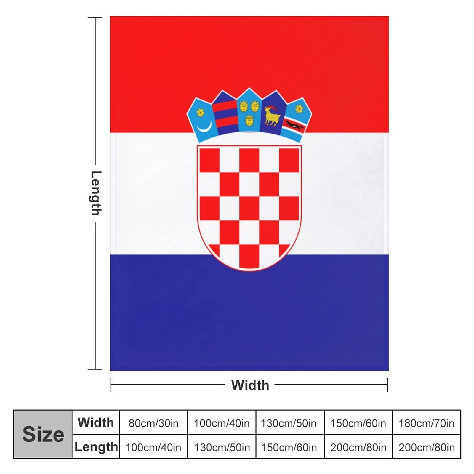 Manta de forro polar de franela de 70 x 80 pulgadas para sofá, oficina, cama, bandera de Croacia, banderas nacionales, ligera, afelpada, acogedora, suave, para niños, estudiantes, niñas, uso en todas