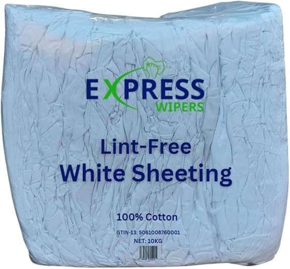 Express Wipers 10kg Bale of LintFree 100 Cotton White Sheeting Cleaning Rag Wipers Amazon