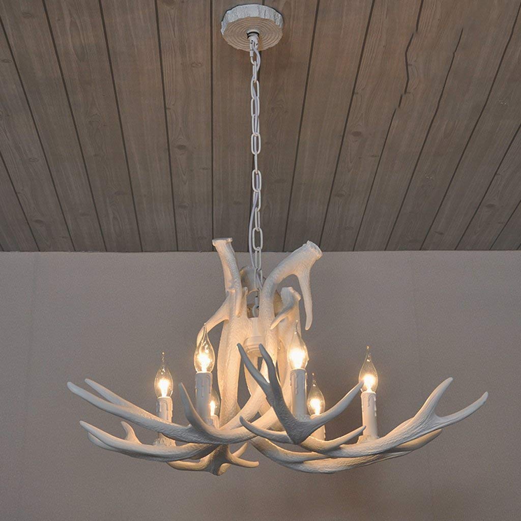 SYAXVOM Antler Chandelier American Country Living Room Dining Lamp Nordic Clothing Store Internet Cafe Creative Personality Retro (6 Head)