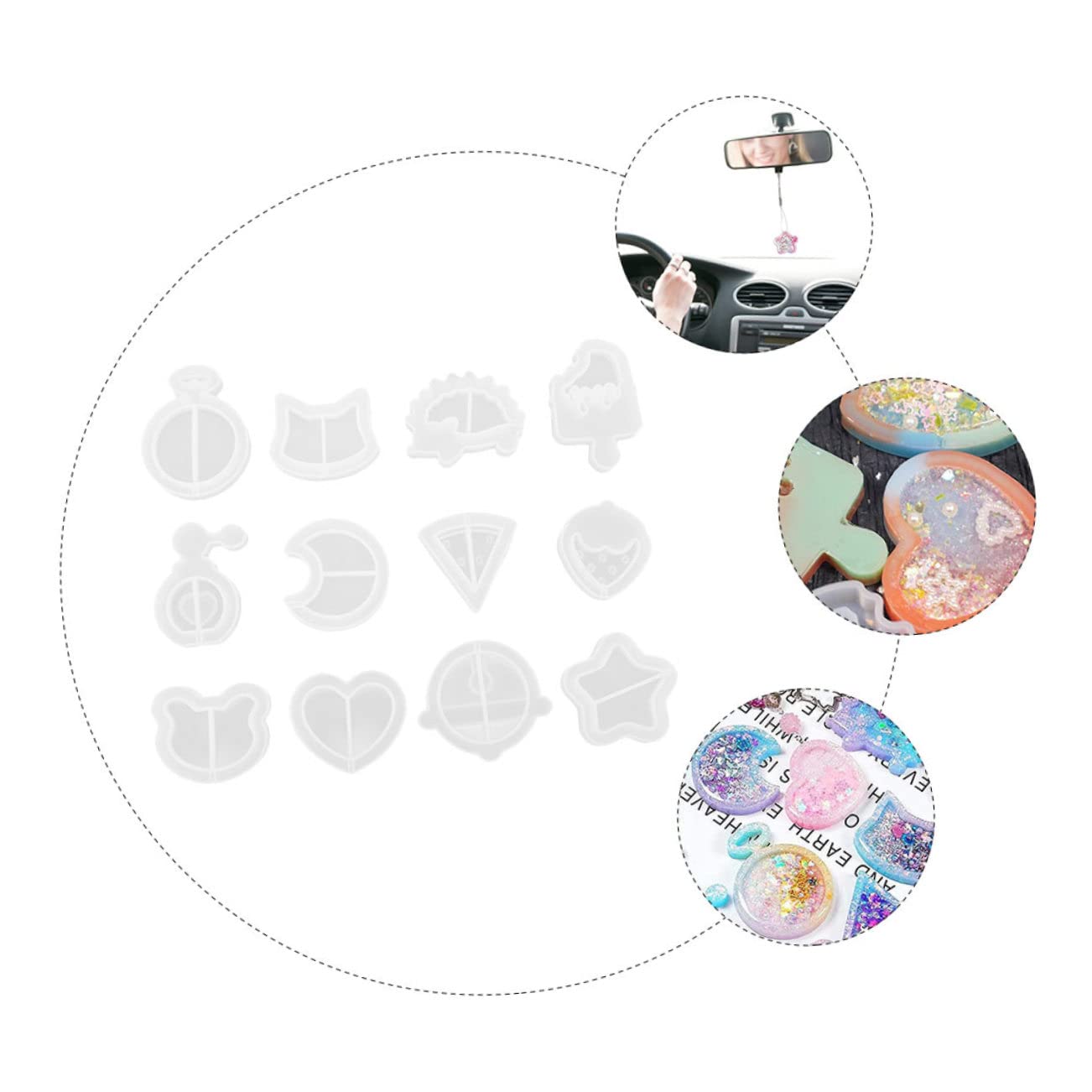 NUOBESTY 3sätze Silikon Gießform Für Schmuckherstellung Epoxidharz Pendel Mit Designs Und Folien Nicht Haftend Und Leicht Zu Reinigen Für Kreative Bastelprojekte