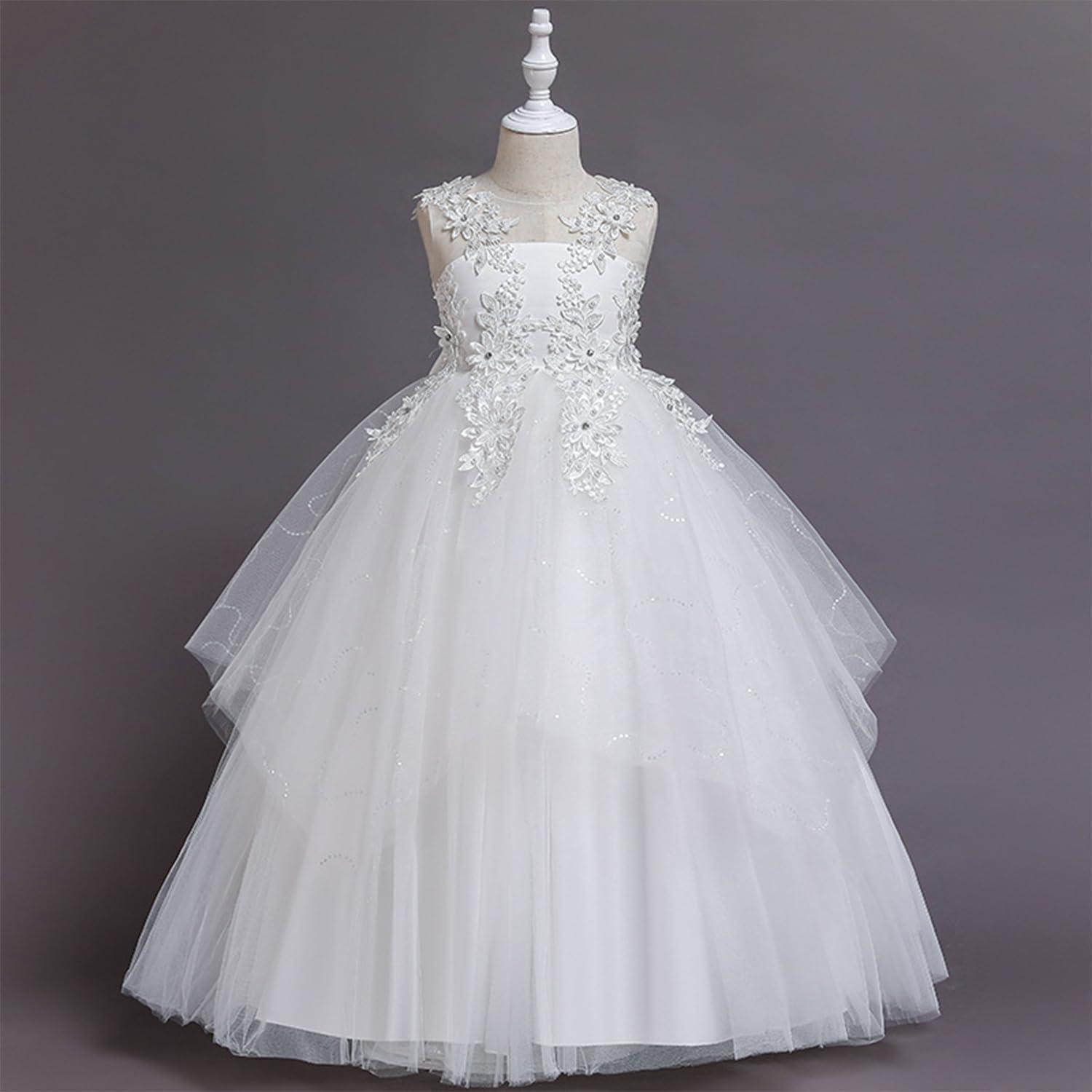 LOLANTA Flower Girl Dress for Wedding Kids Tulle Princess Long Dresses Father Daughter Dance Girls Vestidos Lace Embroidery - Image 2