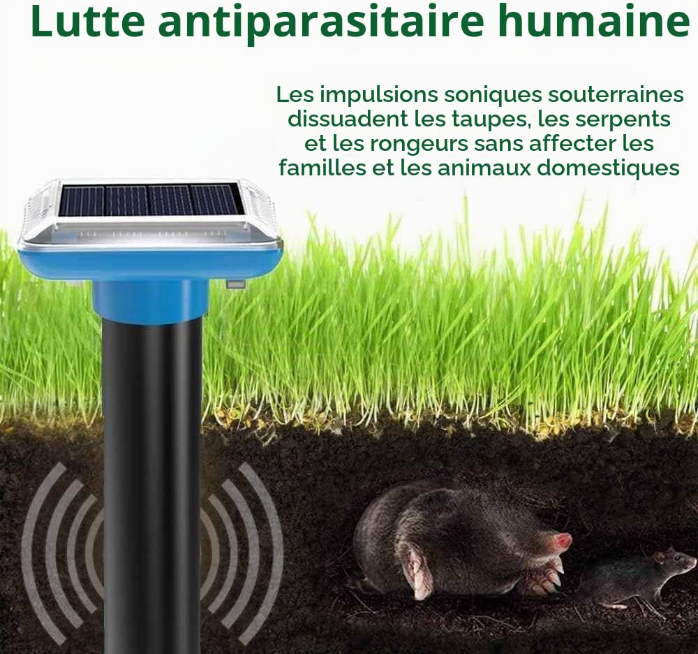 Lot de 4 répulsifs solaires Anti-Taupes - Répulsif Contre Les Taupes - Répulsif Contre Les campagnols - Répulsif à ultrasons pour Taupes