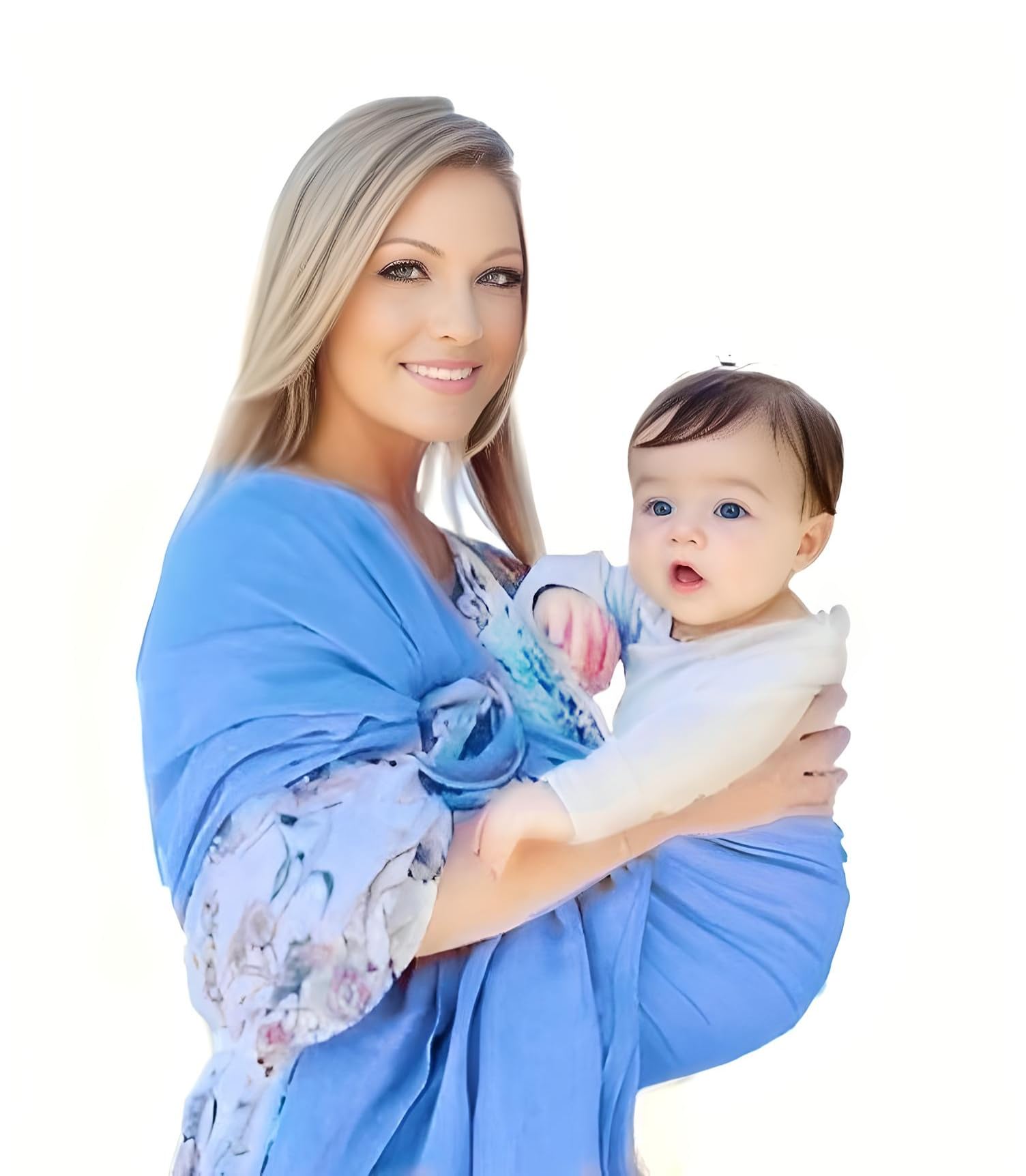 Cuddle'm Ring Sling Baby Carrier - Natural Cotton Front and Hip Baby Wrap Carrier for Infants and Toddlers 8-35 LB - Newborn Wrap Nursing Cover Baby Sling (NYC Sky)