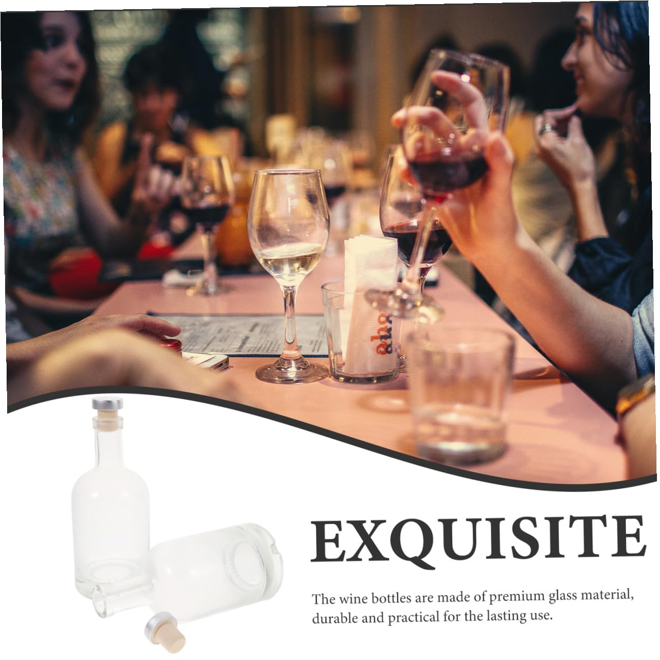 2 Stück-pack Dickbodige Wodkaflaschen aus Glas, 375ml | Breite Öffnung, Transparenter Look, Geriffelter Boden, Leichtes Ausgießen Zufällige Farbe