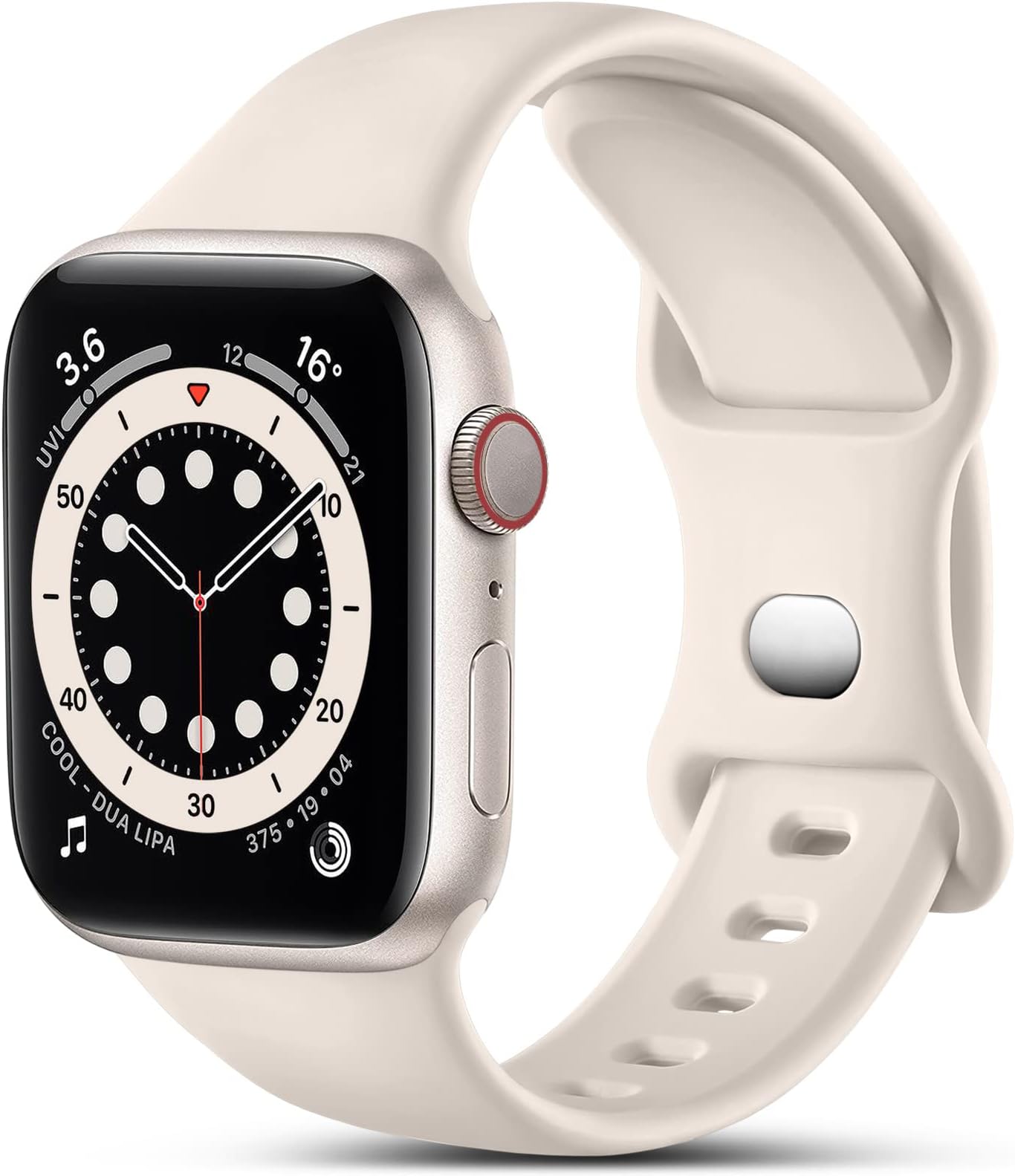 CeMiKa Compatible with Apple Watch Strap 41mm 40mm 38mm 42mm, Silicone Sport Band Replacement Straps Compatible with Apple Watch Series 11 10 9 8 7 6 5 4 3 2 1 SE SE3, Women Men, Starlight