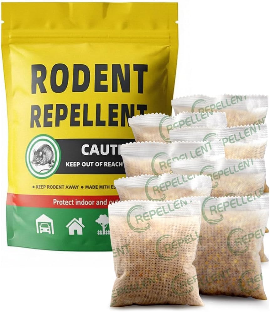 Rodent Repellent, Mice Repellent, Peppermint Rat Repellent, Keep Rodents Out of House/Cars/Rvs/Garages, Natural Mouse Repellents, Indoor & Outdoor 3 Months Protection, 8P