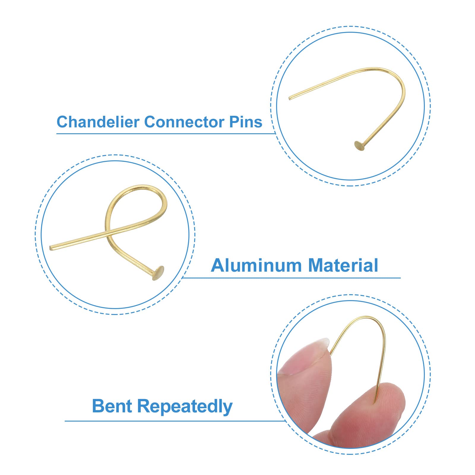 Chandelier Connector Clip Pins, 100 Pack 2.5mm OD X 50mm