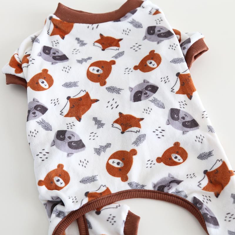 Fat Dog Pyjama, französische Bulldogge, vierbeiniger Schlafanzug, weiche Baumwolle, Mops-Overall, Einteiler, Kostüm für Katzen, Welpen, kleine und mittelgroße Hunde, Größe XL, Braun