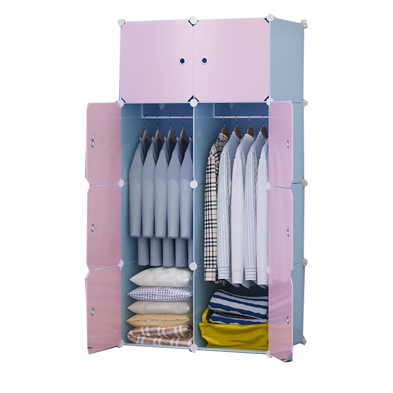 Locker Wardrobe Bearing Weight Wardrobe Storage Wardrobe Assembly Easy Installation Dustproof Cabinet Removable Plastic Cloth Wardrobe Used For Bedroom Rental Room (Color : 8 doors)