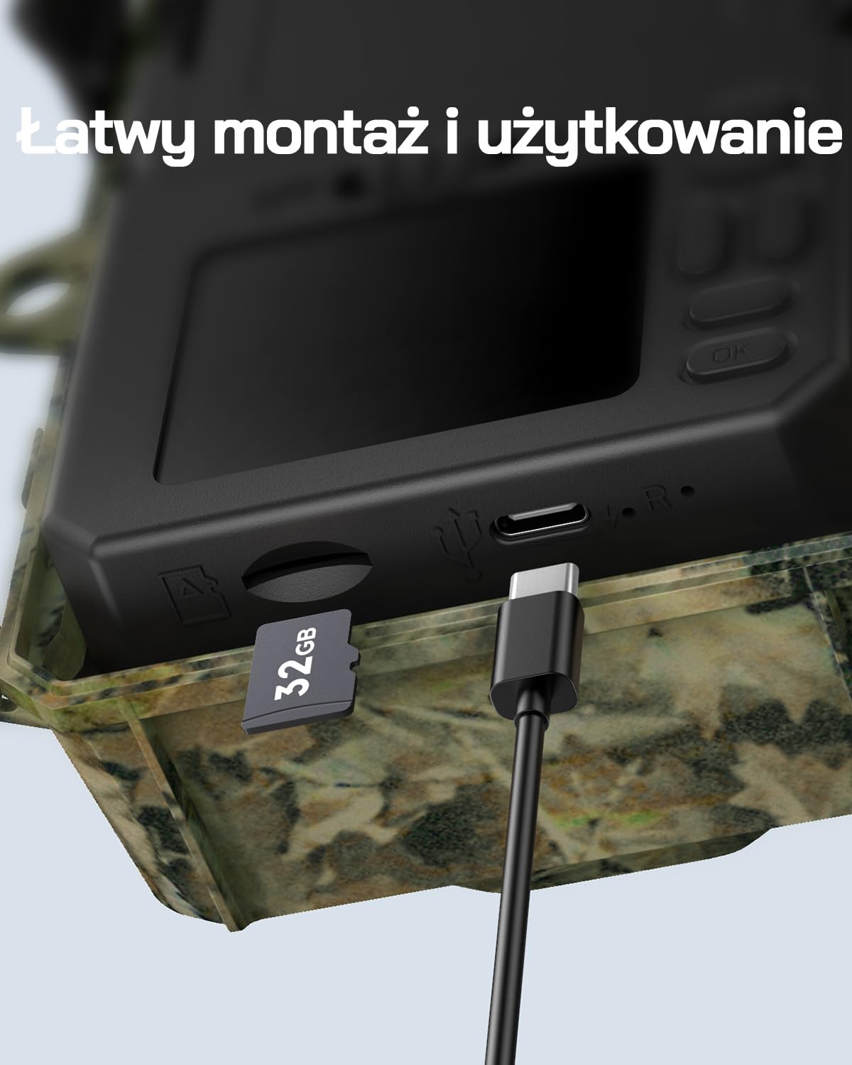 WOLFANG Solarna kamera przyrodnicza 4K 48 MP, kamera szlakowa z noktowizorem aktywowanym ruchem 0,1 s, czas wyzwalania IP66, wodoodporna camera do gier do monitorowania dzikiej przyrody