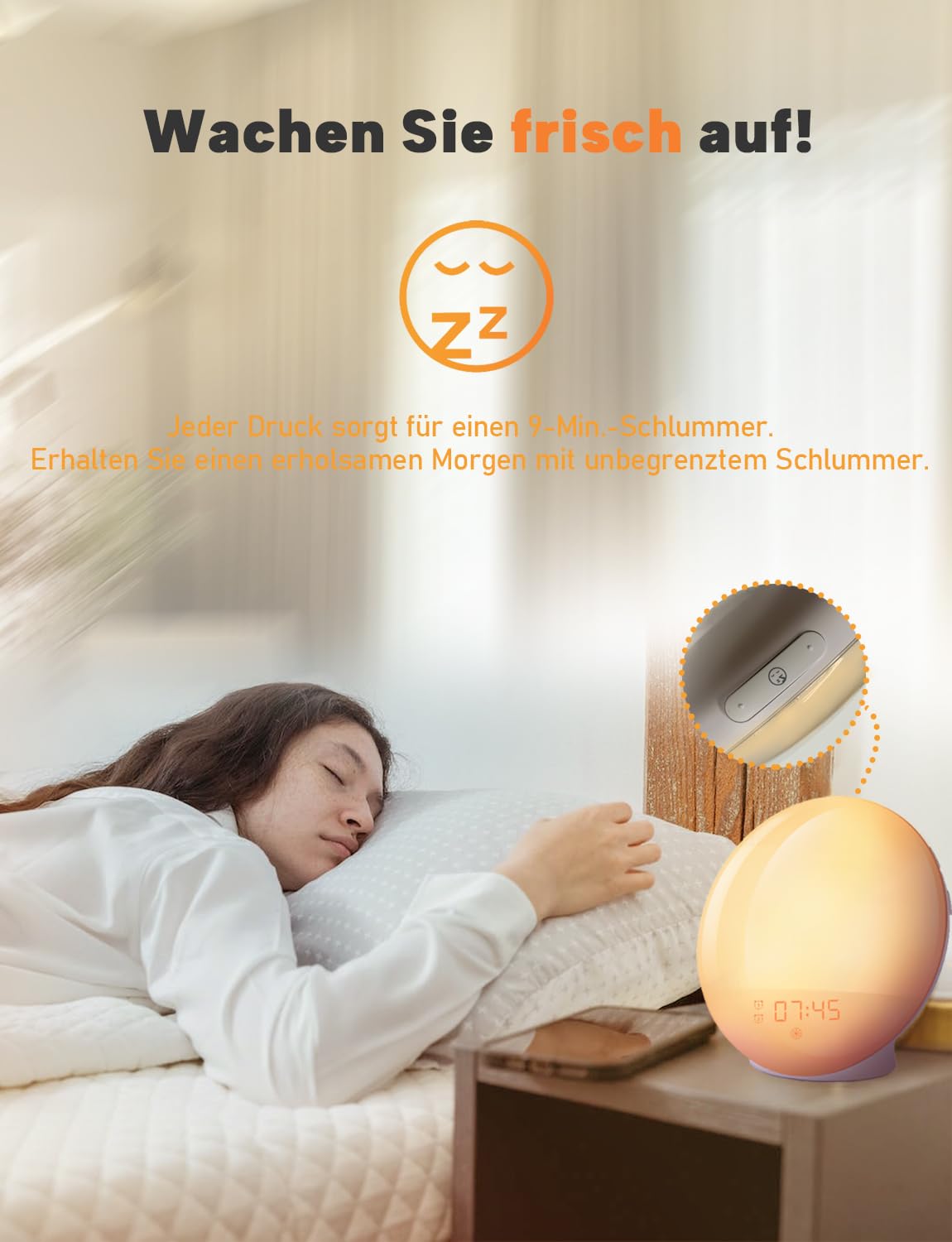 Wake Up Licht Lichtwecker Sonnenaufgang Sonnenuntergang Simulation Wecker mit zwei Alarmen, 7 natürlichen Klängen, UKW-Radio ,Schlummerfunktion und 20 Helligkeit,Nachtlicht zum Erwachsene&Kinder