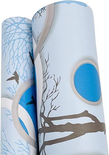 Miniatura 8 de Revestimiento de estante azul con anillos de árbol autoadhesivos para cajones, línea de papel, soportes de TV, gabinetes de almacenamiento de 118 x