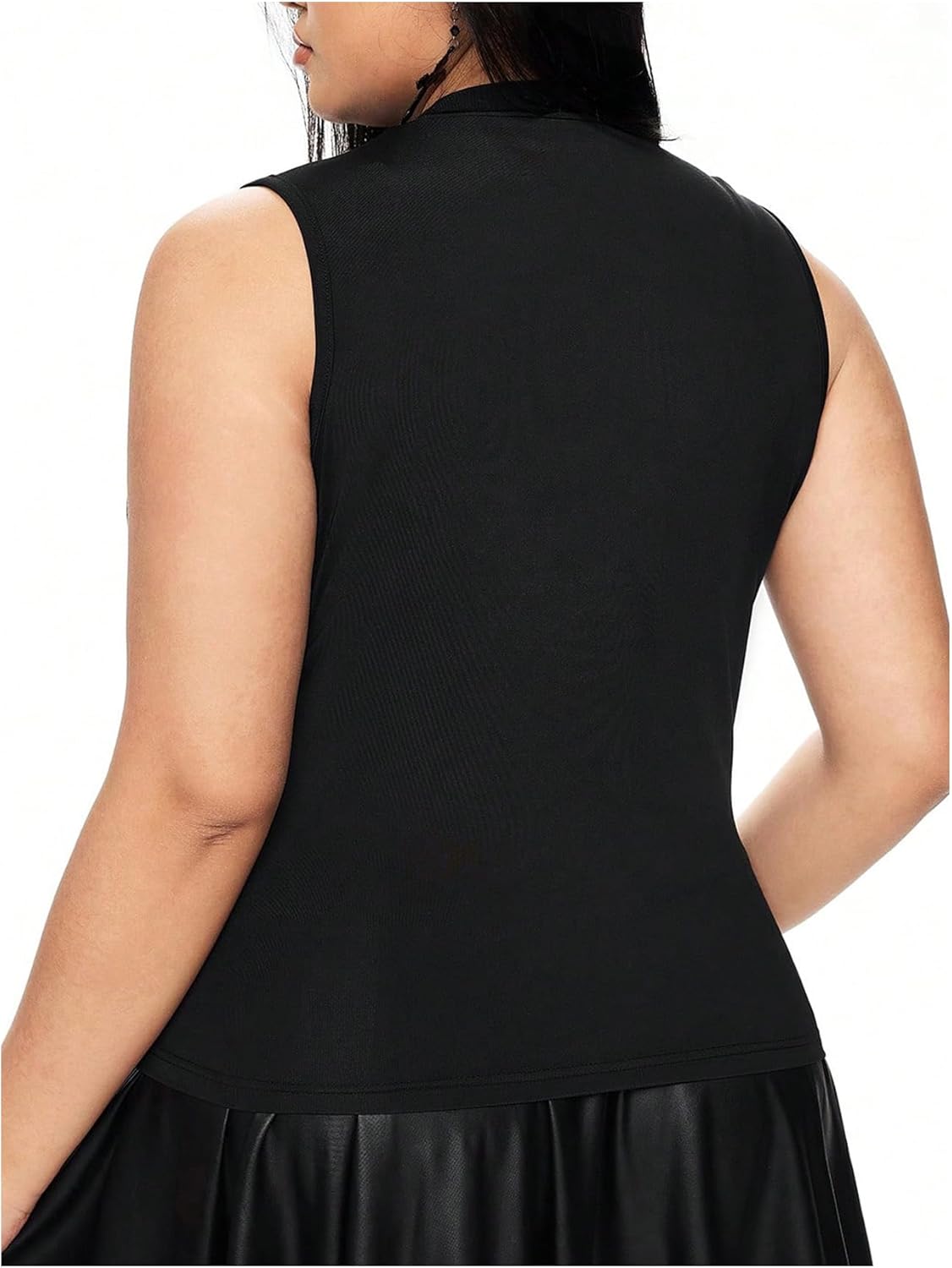 Verdusa Women's Plus Size Y2K Gothic Lace Cross Graphic Tank Top Sleeveless Mock Neck Fitted Tops - Image 2