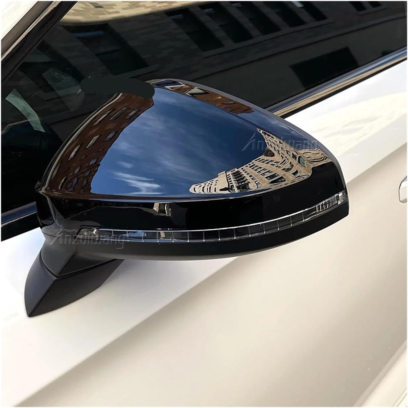 Rear View Rearview Mirror Replace Cap Cover 2pcs Glossy Black Compatible For Audi A4 S4 RS4 B9 2016-2020 A5 S5 RS5 8W6 Car Styling(With Side Assist-2) (With Side Assist-1)