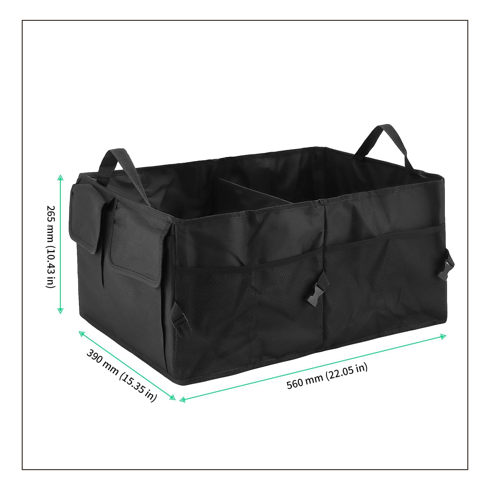 FUNSUEI 3 organizer per la spesa per bagagliaio, organizer pieghevole per bagagliaio, borsa della spesa nera, organizer per bagagliaio auto, grandi scatole portaoggetti per tutti i veicoli, 56 x 39 x