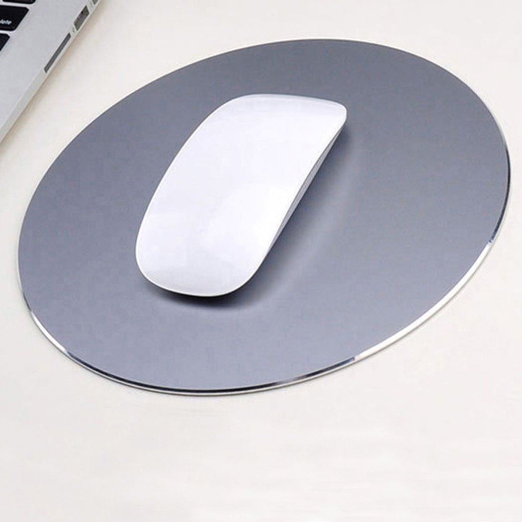 Tappetino Mouse In Alluminio Grande 250x200 Mm, Doppia Faccia (Metallo/Pelle), Impermeabile, Antiscivolo, Argento
