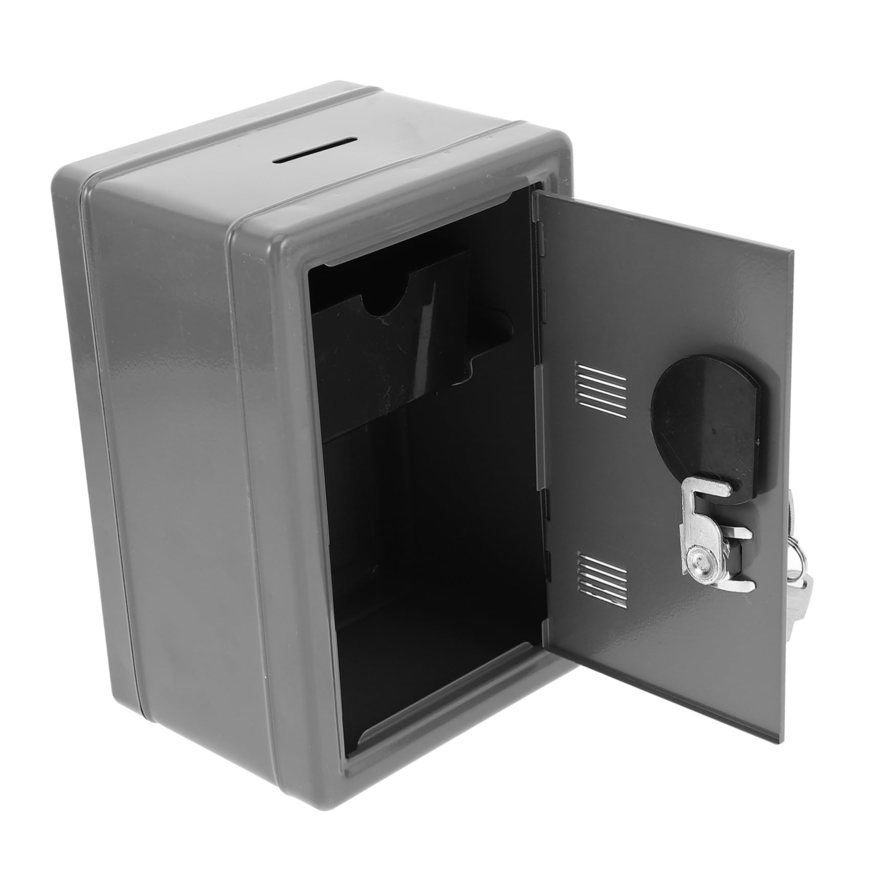 SHINEOFI Scatola di Sicurezza Portatile in Ferro Argento Serratura a Chiave, Mini Cassaforte per Ufficio e Casa, Contenitore Chiudibile per Soldi e Oggetti Personali