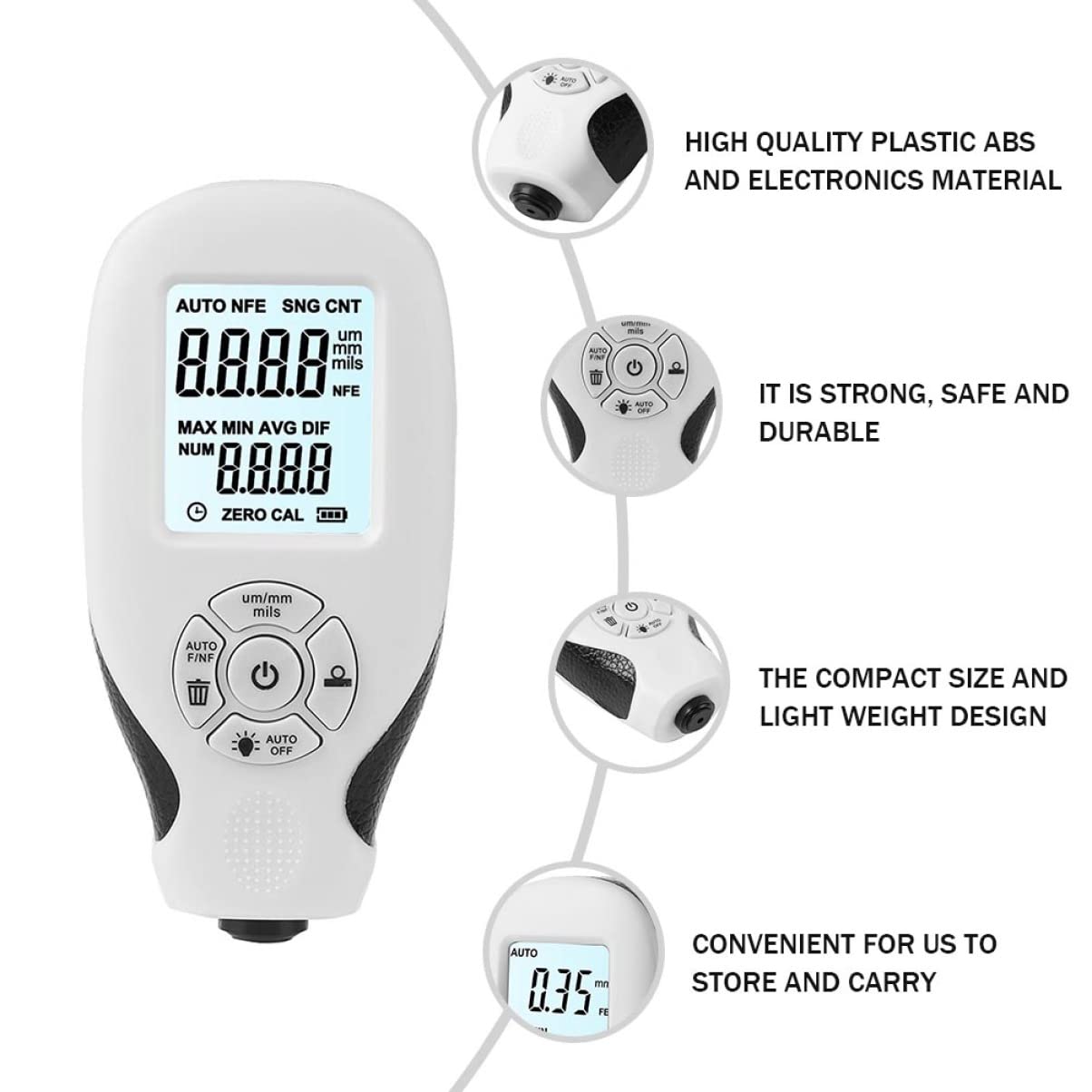 2pcs Professional Digital Coating Thickness Gauge for Automotive Paint Accurate Measurement Tool for Car Manufacturing and Treatment Non-Battery Model