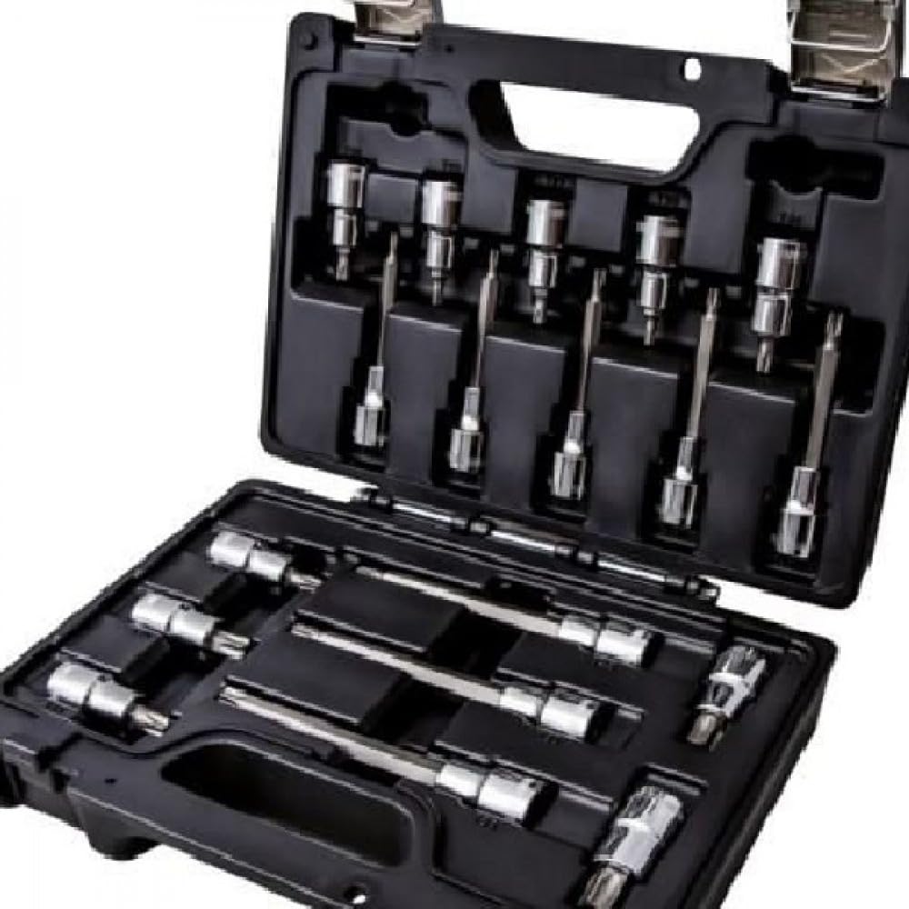 Beta - 923E-TX/C18 ​​Juego de 18 llaves de vaso para tornillos con huella Torx(R) en una cómoda y práctica caja de plástico, ideales para el mantenimiento general