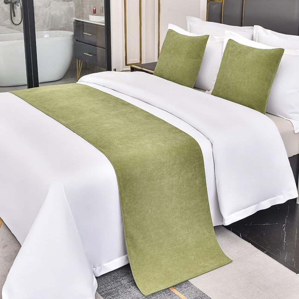 Hushdml 9 Bed Runner Scarf Bedspread Solid Colour Soft No Fading Bed Runners Scarves High-End Hotel Bed End Blanket Bedding Cover For Hotel Guesthouse Bedroom Wedding Room(,50X260cm (For 2M Bed))