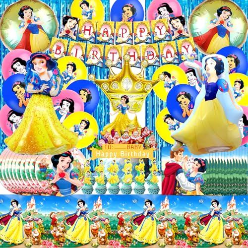 81 Piezas Vajilla Fiestas Cumpleaños Blancanieves, Globos