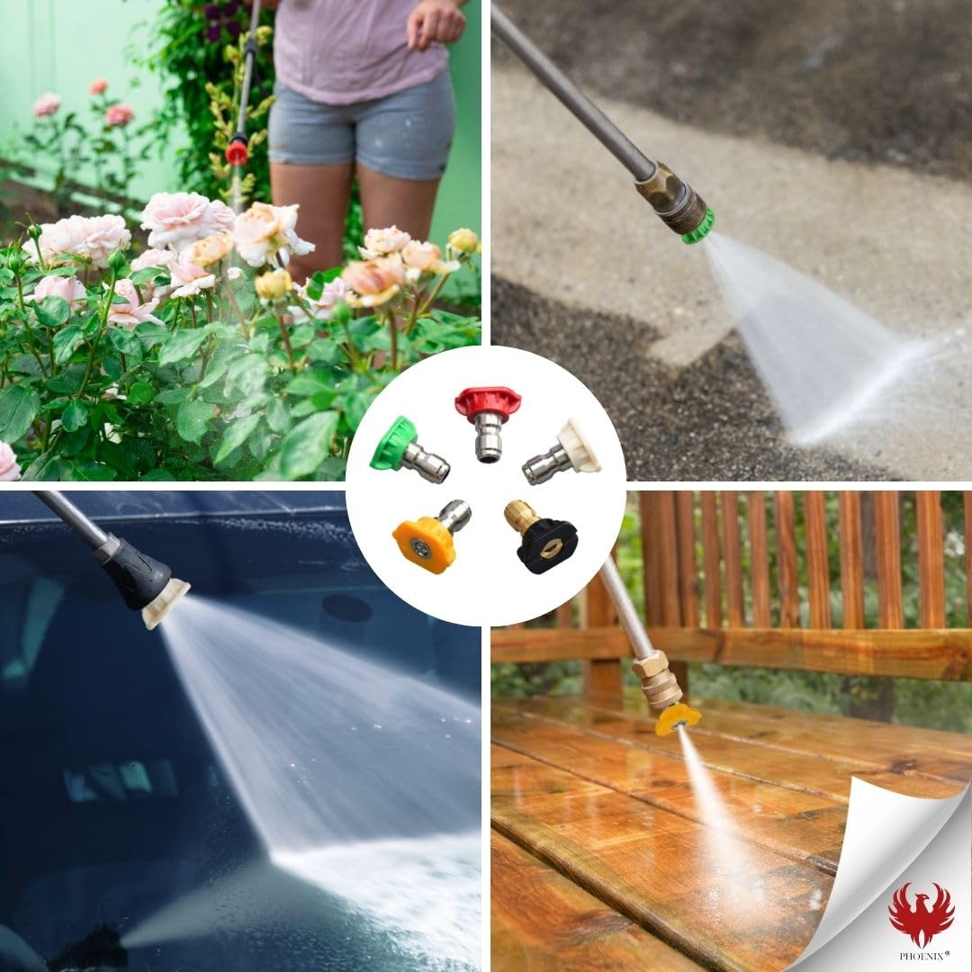 PHOENIX - Pack de 5 buses pulvérisateur pour pulvérisateur électrique - Buses de pulvérisation en aluminium pour jardinage, jets plat, droit et mousse, compatibilité PRO Sprayer et Dorsal Sprayer