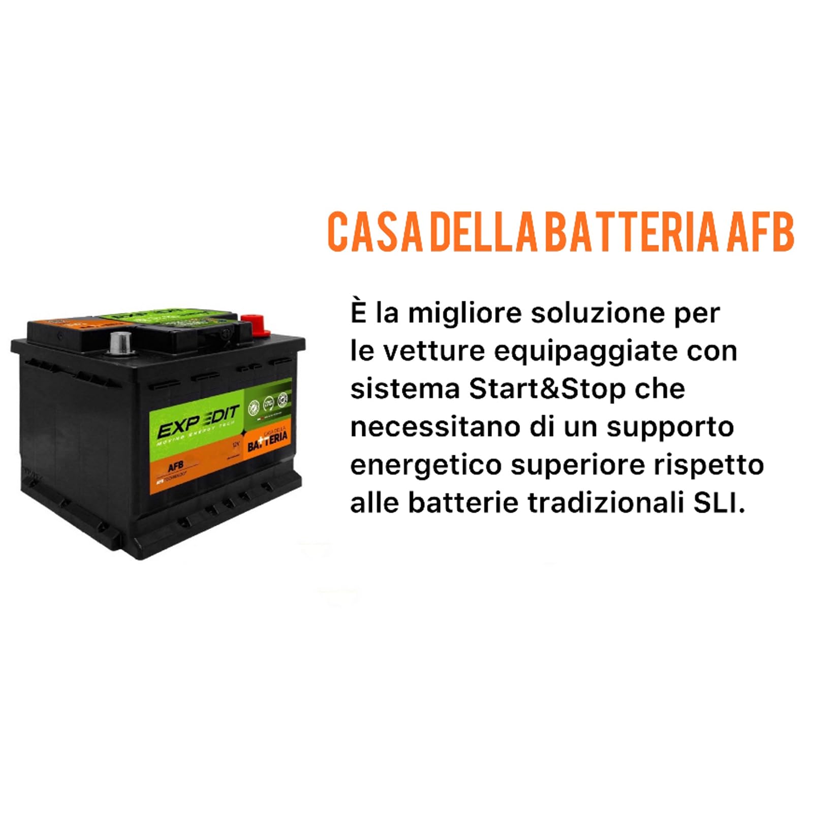La Casa della Batteria Batteria Auto Expedit Moving Energy Tech Batteria 12v Batteria Auto 70Ah 720A Start&Stop L3 TR720 DX 27.8x17.5x19 cm Senza Manutenzione Pronta all'Uso Made in Italy
