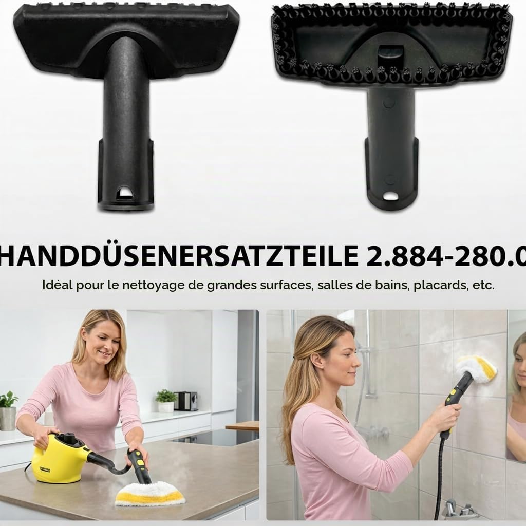 Lot de 18 Accessoires pour nettoyeur vapeur Kärcher EasyFix SC1 SC2 SC3 SC4, ensemble de pièces de rechange pour buse manuelle Inclus Buses, Brosses, Raclette & Chiffons Microfibre