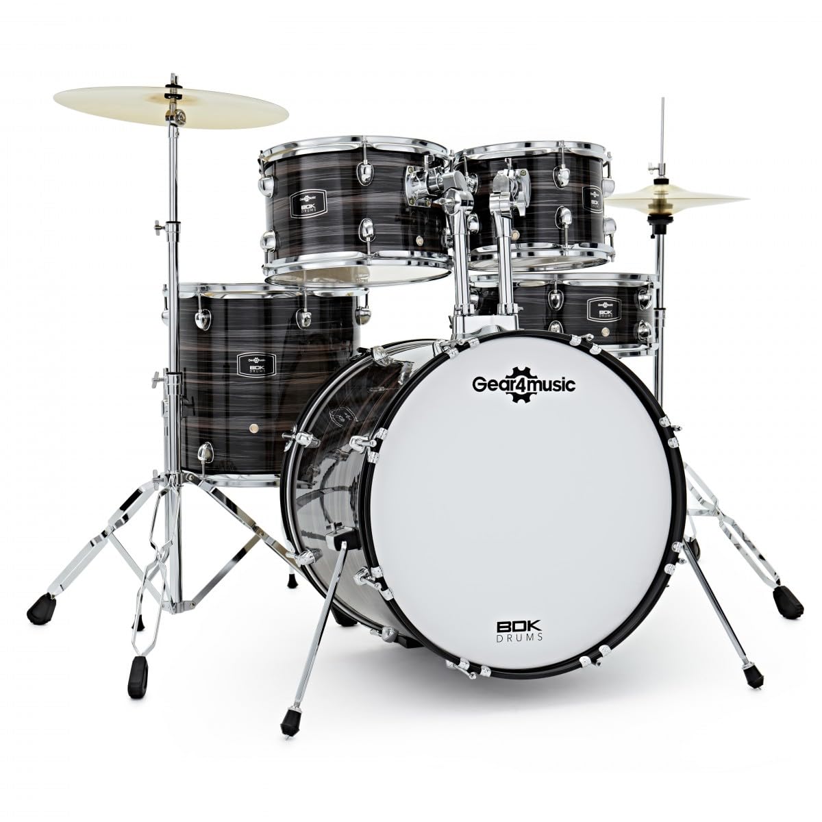 Gear4music Fusion Drum Kit Black Oyster All-inclusive package