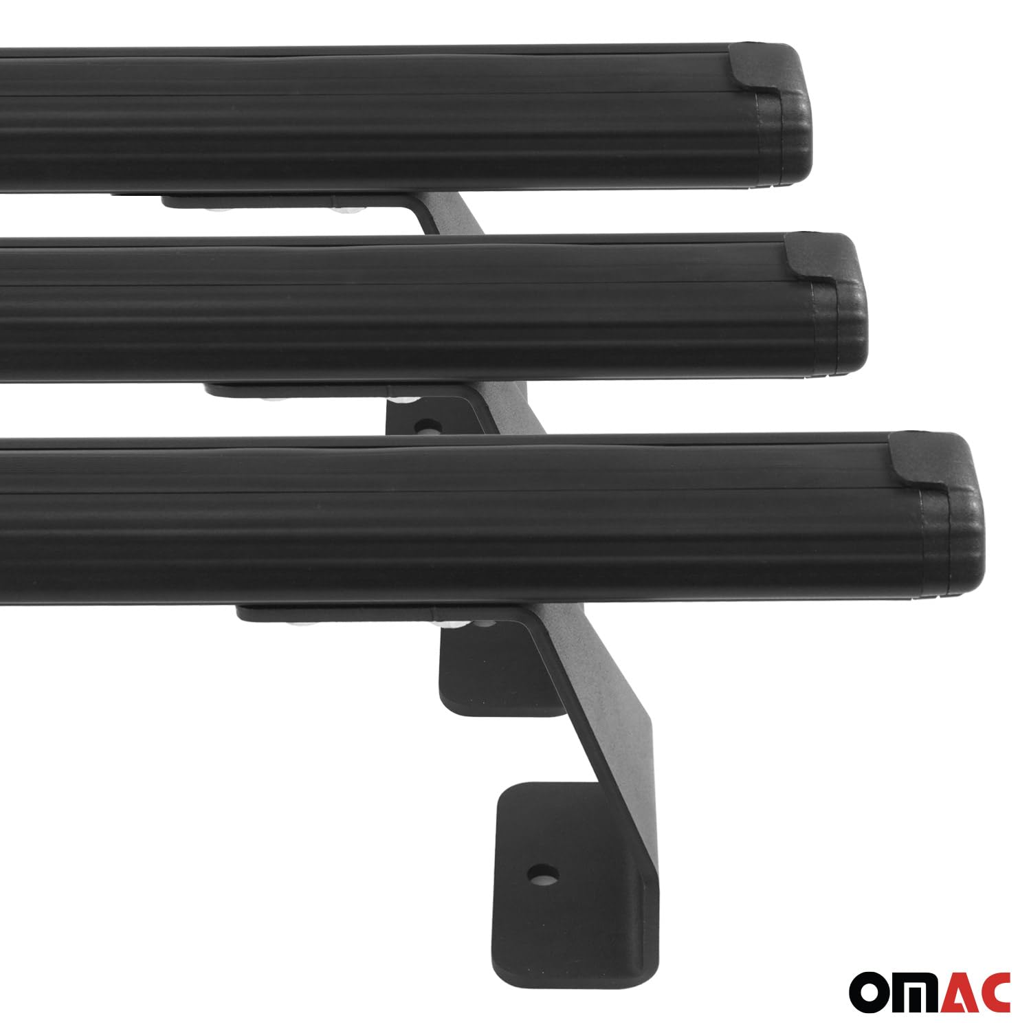 OMAC Heavy Duty Barras de Techo Transversales Compatibles con VW T5 T6 Transporter Multivan Caravelle 2003-2024 – 3 Stangen – Aluminio Negro