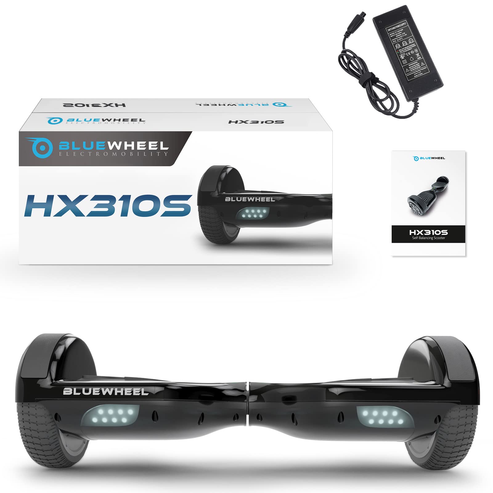 Bluewheel 6,5" Premium Hoverboard HX310s – Elektroboard mit LED, Bluetooth Lautsprecher, starker Dual Motor, HX Hoverboard App-kompatibel, ideal für Kinder & Erwachsene, deutsche Qualitätsmarke